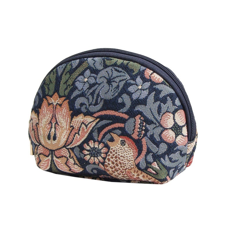 سينار حقيبة مستحضرات التجميل المزخرفة من Signare حقيبة مكياج لأدوات الزينة للنساء مع William Morris Blue Strawberry Thief (COSM-STBL) - Image 2